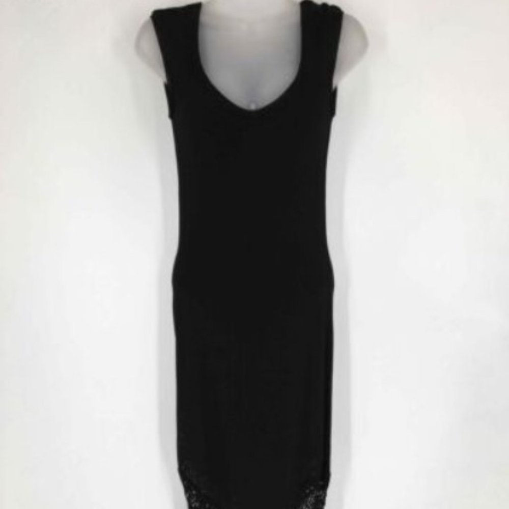 EUC Guess Collection Women’s Maxi Dress Black Sleeveless Scoop Lined Crochet Hem
